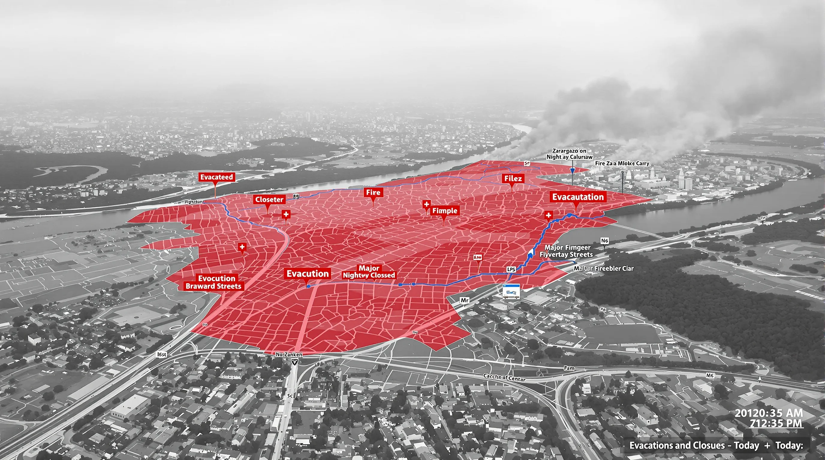 Incendios en Zaragoza: el mapa de zonas evacuadas y cortes hoy